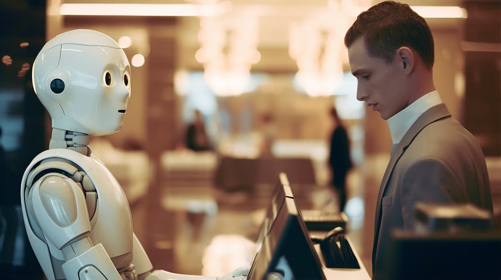 A robot interacting with a human